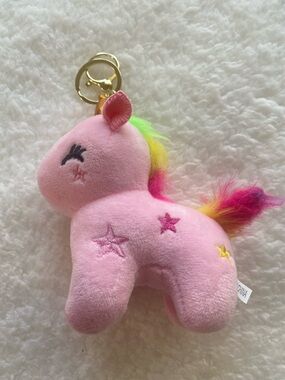 Pink Rainbow Mane Unicorn Keychain Plush - Kids Toys